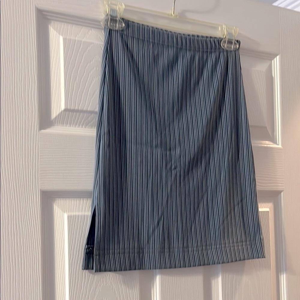 Blue Striped Skirt w/ Side Slit